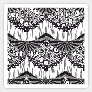 Black Lace, Floral Pattern Sticker